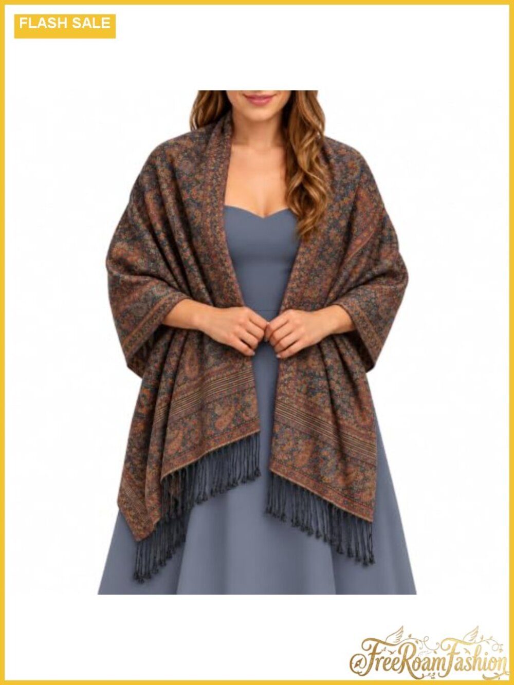 Paisley Jacquard Oversized Boho Shawl Wrap Reversible Fringe Scarf